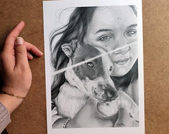 Handmade Drawing portrait commission of loved ones from photos for every occasion