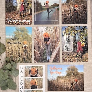 8er Set Halloween Grußkarten | Herbstkarten | Kürbiskarten | Postkartenset | Geschenk | Postkarten | Kunstdruck