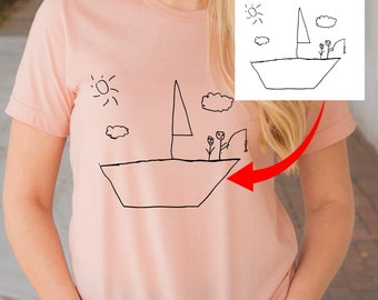 Child's Drawing On A Shirt, Child's Keepsake Gift, Unique Gift For Grandma, Kids Artwork Keepsake, Mother's Day Gift, Father's day gift