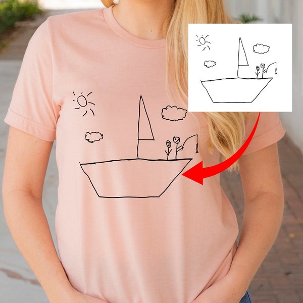 Child's Drawing On A Shirt, Child's Keepsake Gift, Unique Gift For Grandma, Kids Artwork Keepsake, Mother's Day Gift, Father's day gift