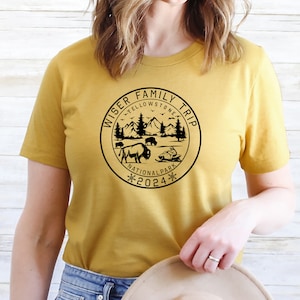 Chemise personnalisée pour voyage en famille à Yellowstone - T-shirt d'extérieur vintage