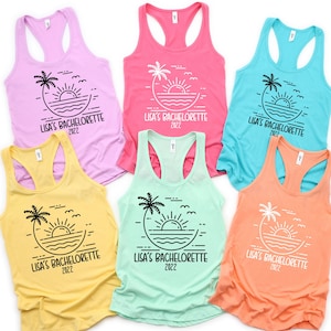 Palm Tree Beach Party Tanks, Urlaub Tanks, Brautjungfer Tank Tops, benutzerdefinierte Brautjungfer Tank Tops, Strand Junggesellinnenabschied Tanks-Beach