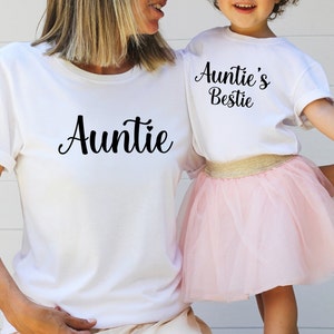 Auntie And Auntie&#39;s Bestie Shirt, Gift For Auntie, Best Aunt ever Tee,  Aunt Baby Matching Shirt, Auntie And Nephew Matching Tee, Auntie Tee
