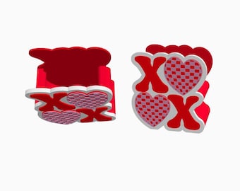 商用利用 XOXO レトロペンホルダー STL/3MF ファイル、バレンタインデー
