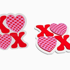 Uso comercial: adorno para carrete de insignia retro XOXO/adorno para agarre de teléfono, archivo STL/3MF, Día de San Valentín