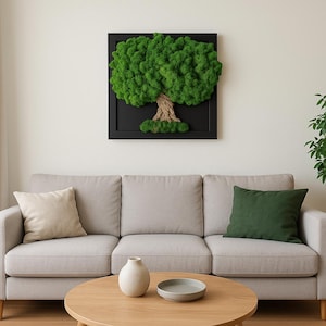 Boommos Muurkunst Mosmuur Geconserveerde Moskunst Huisdecoratie met Boom Grote huisdecoratie Moskunst Cadeau Grote Mosmuurkunst met Houten Lijst