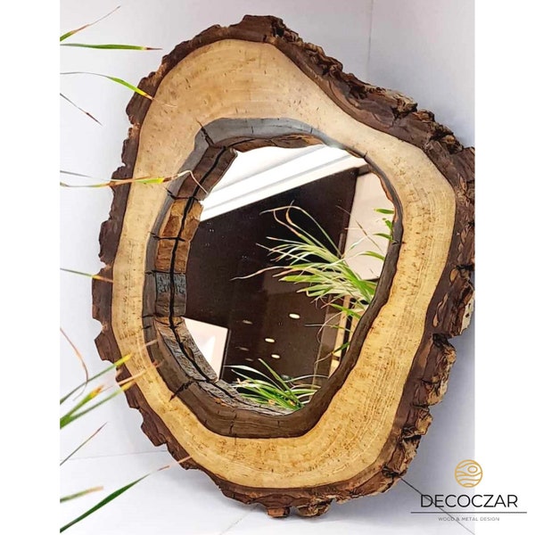 Mirror wood arrangement | Wall Art | Botanical Frame | Real Home Picture | Lovely Gift | Asymmetrical Wooden Frame Mirror | Irregular Mirror