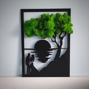 Tree Reindeer Moss arrangement | Preserved Moss Wall Art | Botanical Frame | Lovely Gift | Wedding | Thanks to parents | Gift for Couple