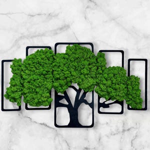 Tree Reindeer Moss arrangement Preserved Moss Wall Art Vertical Modern Botanical Frame Real Home Picture Lovely Gift Handmade Hanging Boho