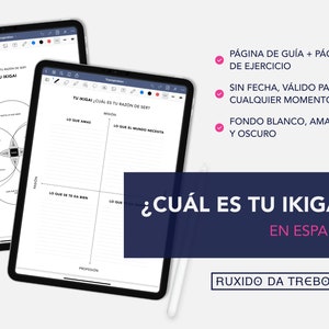 Worksheet/exercise to find your Ikigai - Digital Printable Minimalist in Spanish | PDF | Goodnotes | iPad Daily Planner