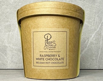 Pep’s White Chocolate & Raspberry Belgian Hot Chocolate, Belgian Hot Chocolate, Hot Chocolate, Hot Chocolate Gift, Belgian Dark Chocolate