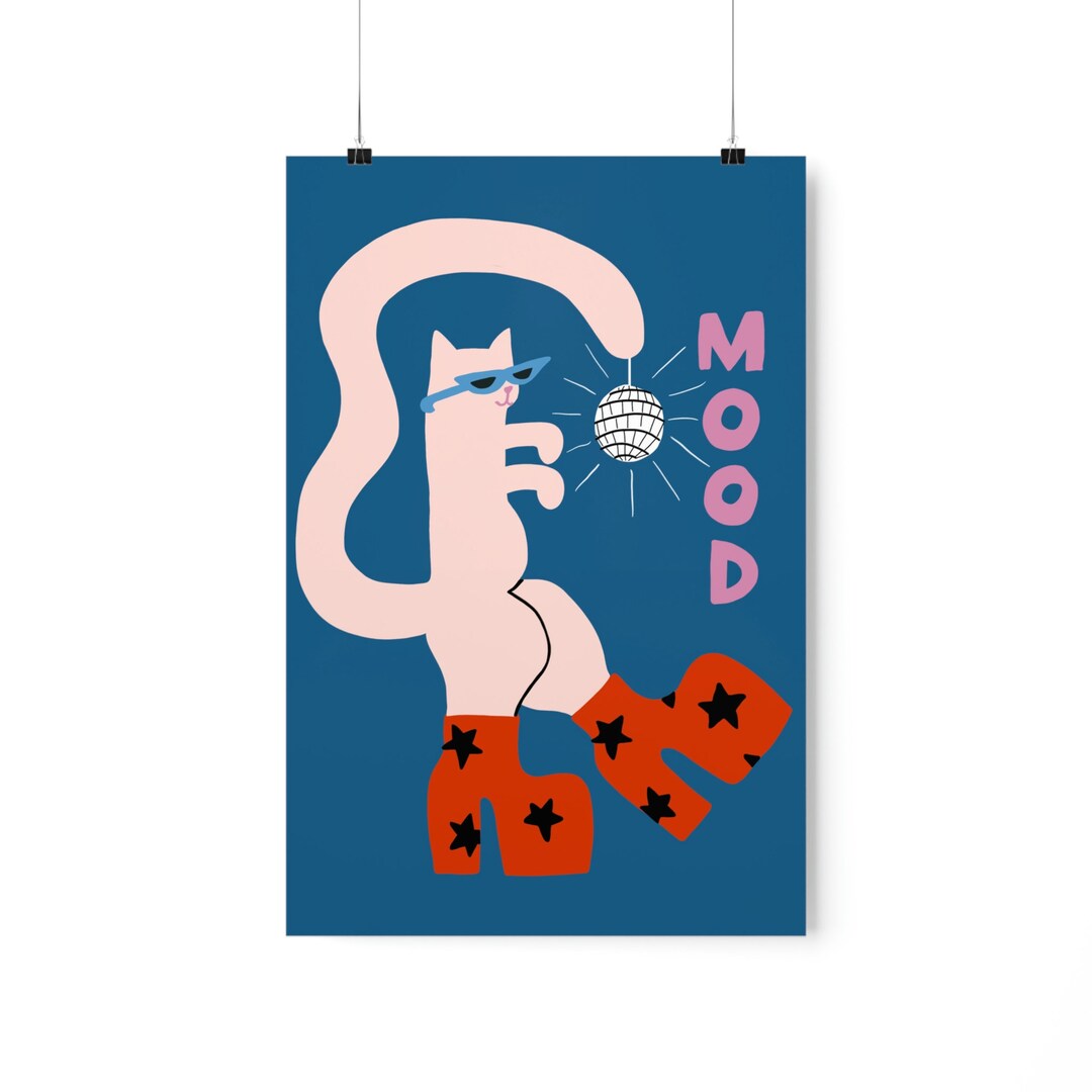 Disco Cat Poster - Etsy