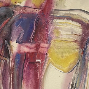 Painting Mid Century Abstract Landcape “Journey to Leon” by Carole Myers AWS NWS