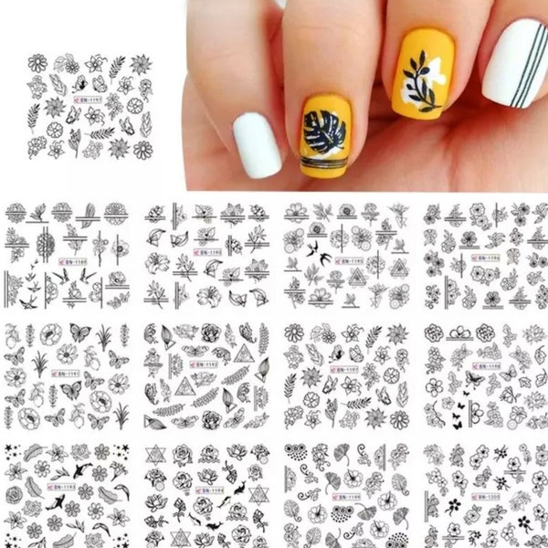 240 stickers à décoration pour ongles, autocollant décoratif nails art, décalcomanies à eau pour ongles, manucure facile, tatoo ongles