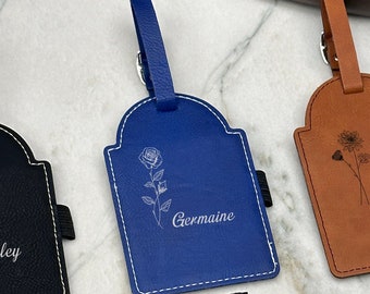 Personalized Vegan Leather Golf Bag Tag, Engraved Gift for Dad