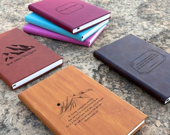 Personalized Vegan Leather Journal, Custom Quote Gift