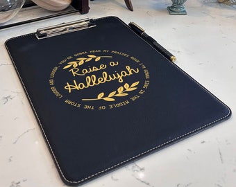 Raise a Hallelujah Vegan Leather Clipboard, Christian Gift
