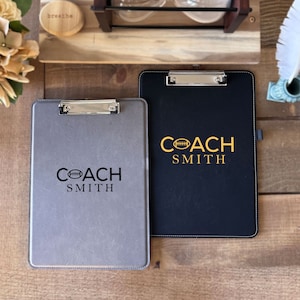 Custom Name Coach Clipboard, Gift For Football  Coach, Engraved Clipboard Gift, Personalized Leather Clipboard, Football Gift for Coach