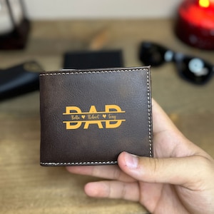 Personalized Dad Leather Wallet With Child Names, Father's Day Gift ...
