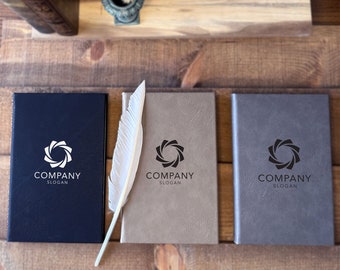 Personalized Vegan Leather Journal, Custom Logo Engraved Notebook