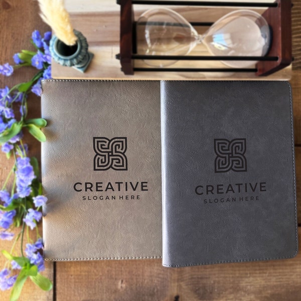 Personalized Engraved Company Portfolio, Custom Company Logo Portfolio, Custom Portfolio with Zipper Leather Portfolio, Elegant Portfolio