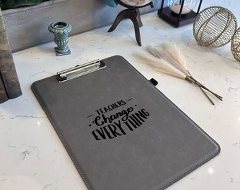 Personalized Vegan Leather Clipboard, Teacher Gift