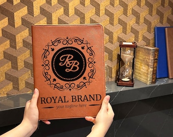 Personalized Vegan Leather Portfolio, Custom Refillable Zipper Padfolio