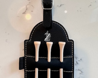 Personalized Vegan Leather Golf Bag Tag, Engraved Golf Gift