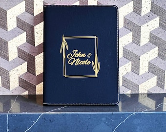 Personalized Vegan Leather Portfolio, Custom Notepad Cover, Business Gift