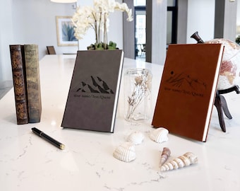 Custom Engraved Vegan Leather Journal, Personalized Quote Gift
