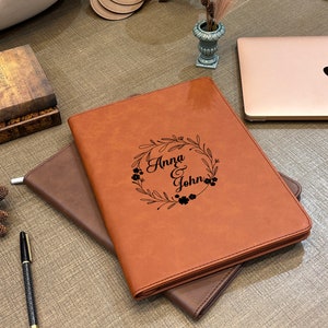 Portafolio de cuero personalizado, Portafolio recargable personalizado, Portafolio con cremallera, Regalo, Hecho a mano, Regalos corporativos