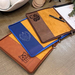 Personalized Couple Leather Portfolio, Custom Refillable Portfolio, Portfolio with Zipper, Gift, Initials Portfolio, Corporate Gifts