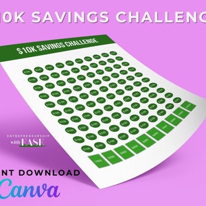 Save 10,000 in One Year! Printable 10K Savings Challenge Template