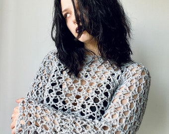Crossed Bars Pullover Crochet Pattern | Crochet Top PATTERN | Crochet Mesh Top | CROCHET PDF