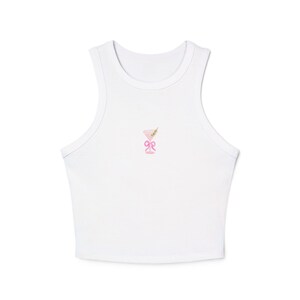 Pink Bow Martini Racer Tank Top, Stylish Summer Casual Wear