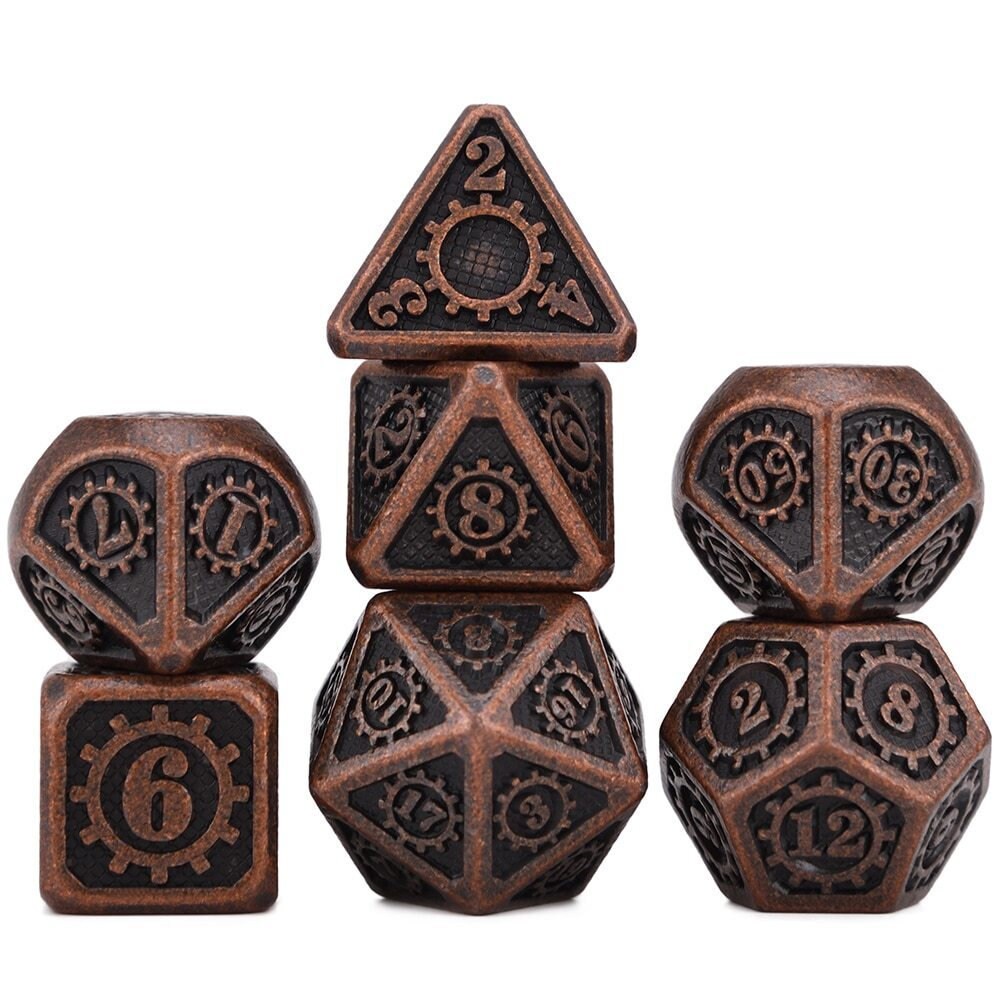 Steampunk RPG Dice Set of 7 Metal Dice Etsy