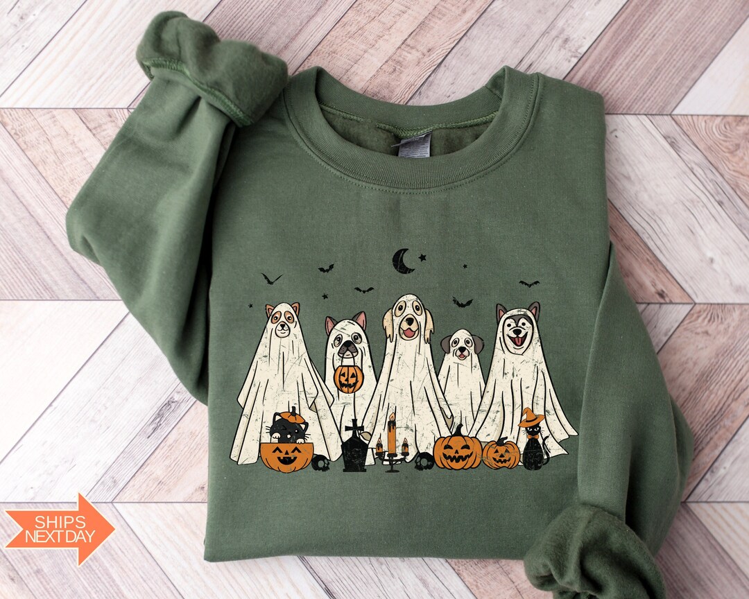 Halloween Dog Ghost Sweatshirt,, Halloween Shirt, Ghost Dog Tee