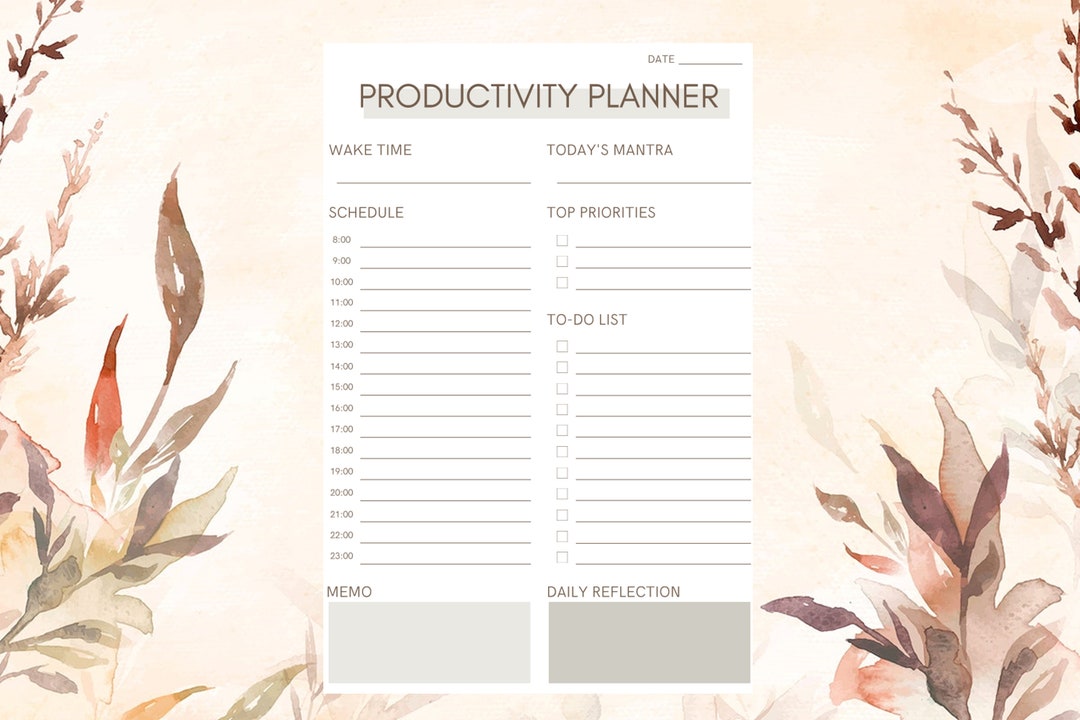 Printable Daily Productivity Planner Etsy