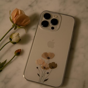 Simple Floral Clear iPhone Case – Minimalist Elegance in Full Bloom  | iPhone 17 16 15 14 13 12 Pro Max 11 Mini 7 8 XR