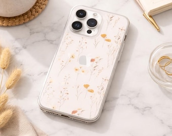 Minimalist Clear Floral iPhone Case: Nature-Inspired Protection | iPhone 16 15 14 13 12 Pro Max 11 Mini 7 8 XR