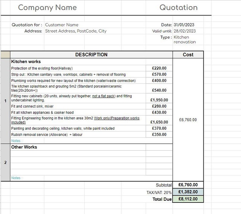 Kitchen Quotation Template Create a Professional Quotation in Less Than