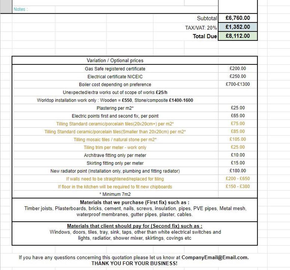 Kitchen Quotation Template Create a Professional Quotation in Less Than