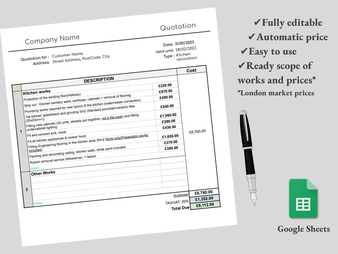 Kitchen Quotation Template! Create a Professional Quotation in Less ...