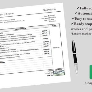 Kitchen Quotation Template! Create a Professional Quotation In Less Than 2 Minutes! - London Market Prices