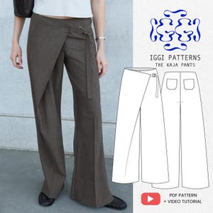 Molde para Calça Kaja: Calça Envelope Ampla | Calça Assimétrica Moderna com Transpassado em PDF | Fácil para Iniciantes com Instruções em Vídeo