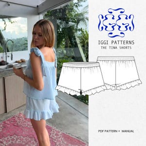 Ruffled Shorts PDF Sewing Pattern – Beginner Friendly Ruffle Hem Shorts with Elastic Waistband, Lounge & Summer Wear, and Skandi Shorts