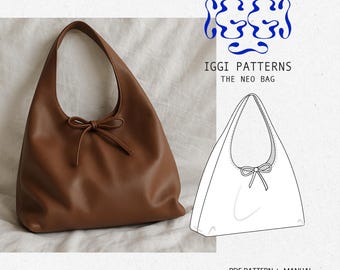 Slouchy Shoulder Bag – Beginner Friendly PDF Sewing Pattern Scandinavian-Style Everyday Bag, Modern DIY Bag – Neo Bag- Reversible hobo Bag