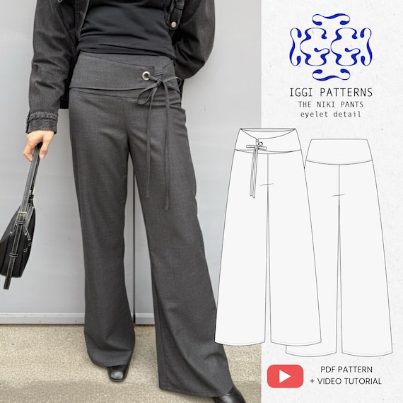 Niki Pants, Eyelet Detail, Grommet Waistband PDF Sewing Pattern