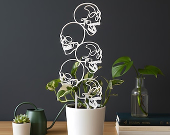 Treliça em formato de crânio para plantas trepadeiras de interior, ideal para presentear amantes de plantas. Estilo gótico moderno e perfeito para decorar sua casa.