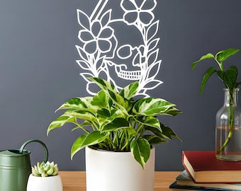 Skull in Diamond Trellis For Indoor Plants Climbing Support Gift For Plant Lovers Under 20 Gothic Modern Houseplant Decor
